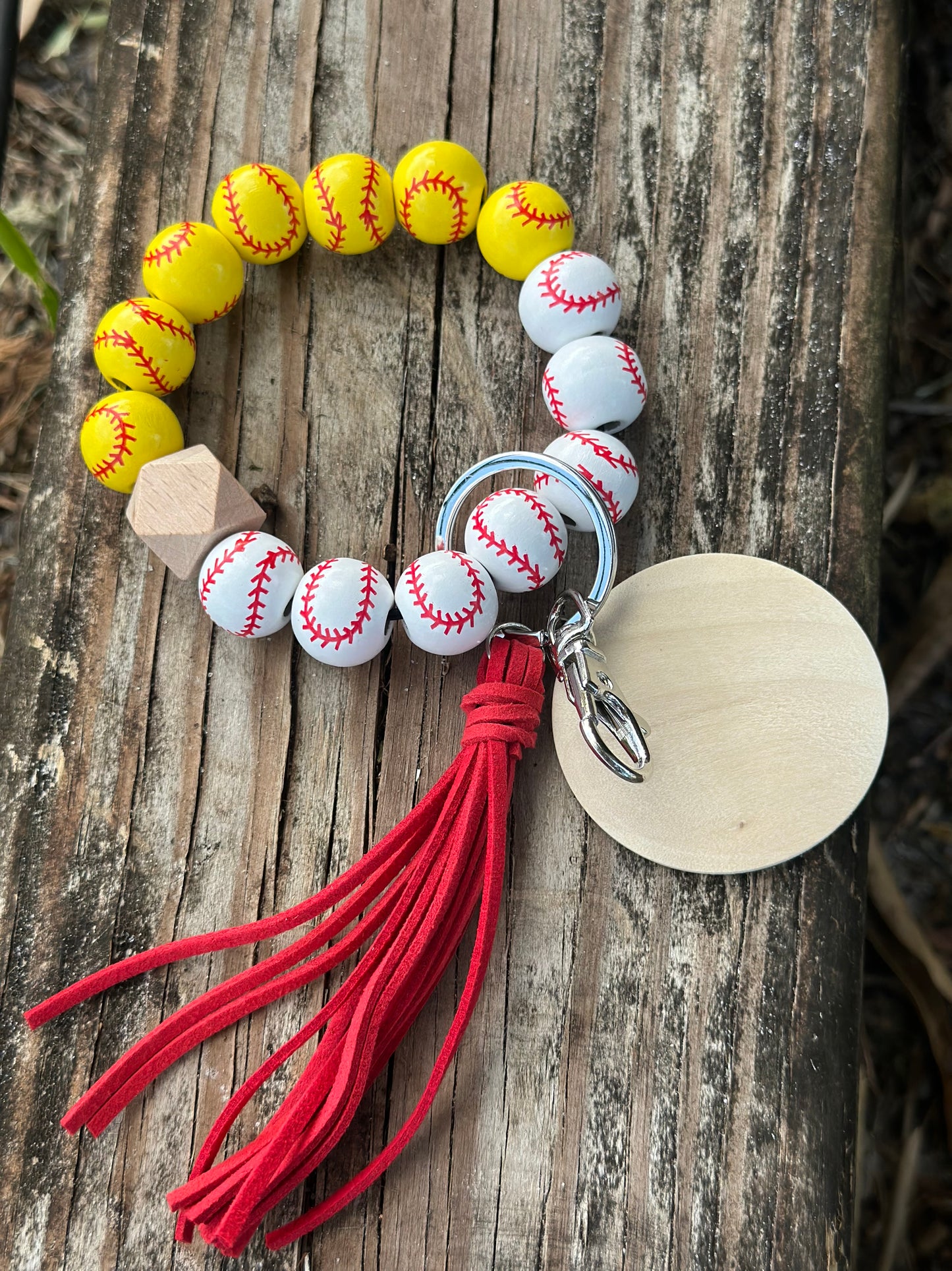 Sports Wood Bead Wristlet
