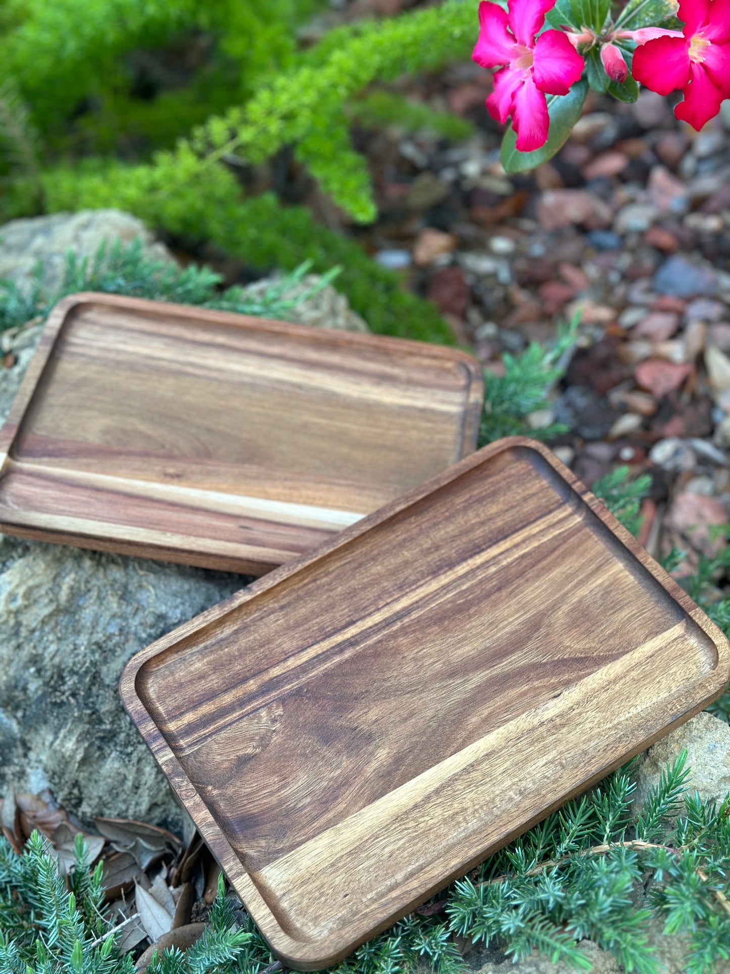 Square Acacia Wood Trays