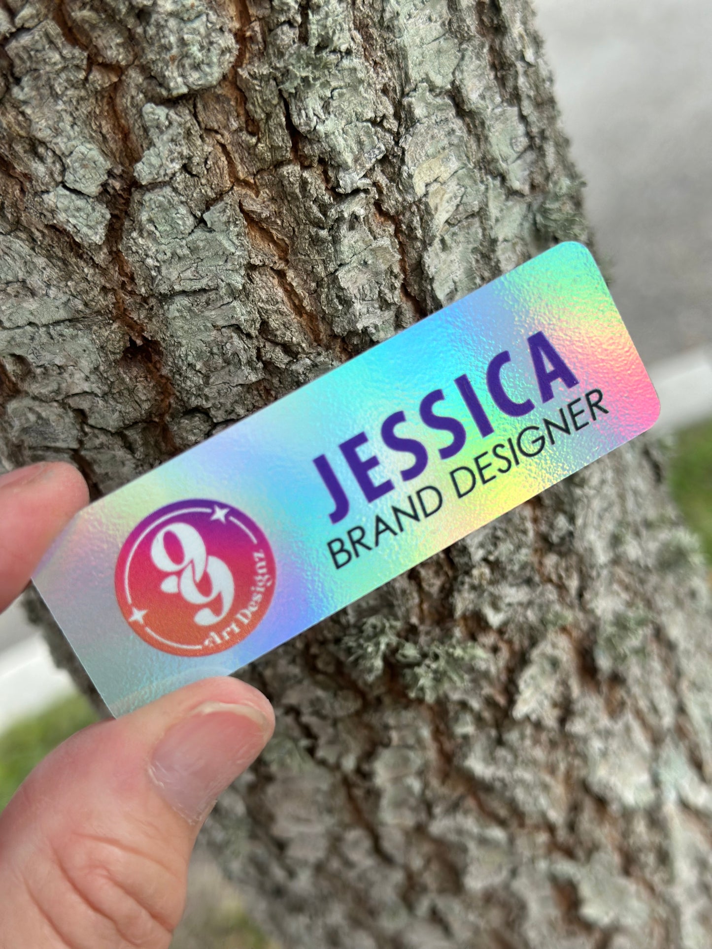 Holographic or White PVC Name Tags