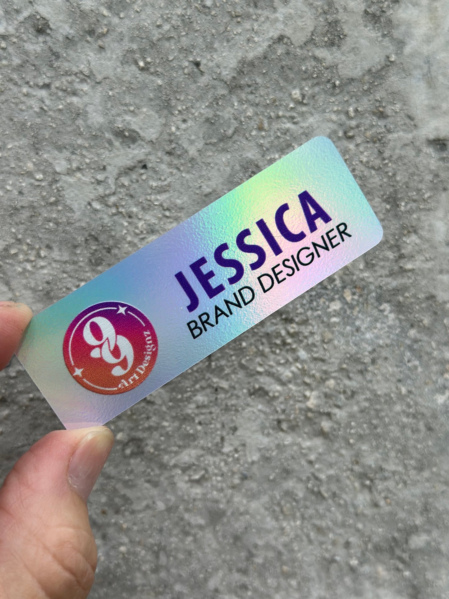 Holographic or White PVC Name Tags