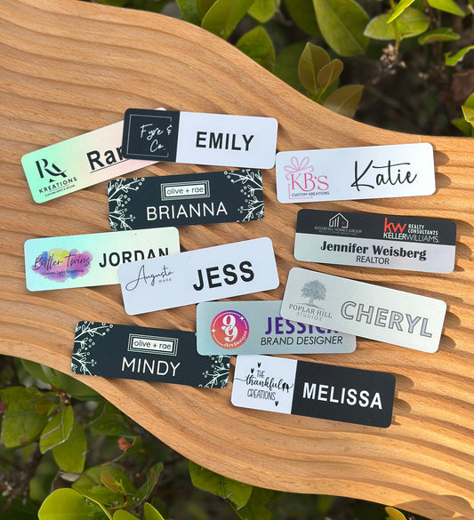 Holographic or White PVC Name Tags