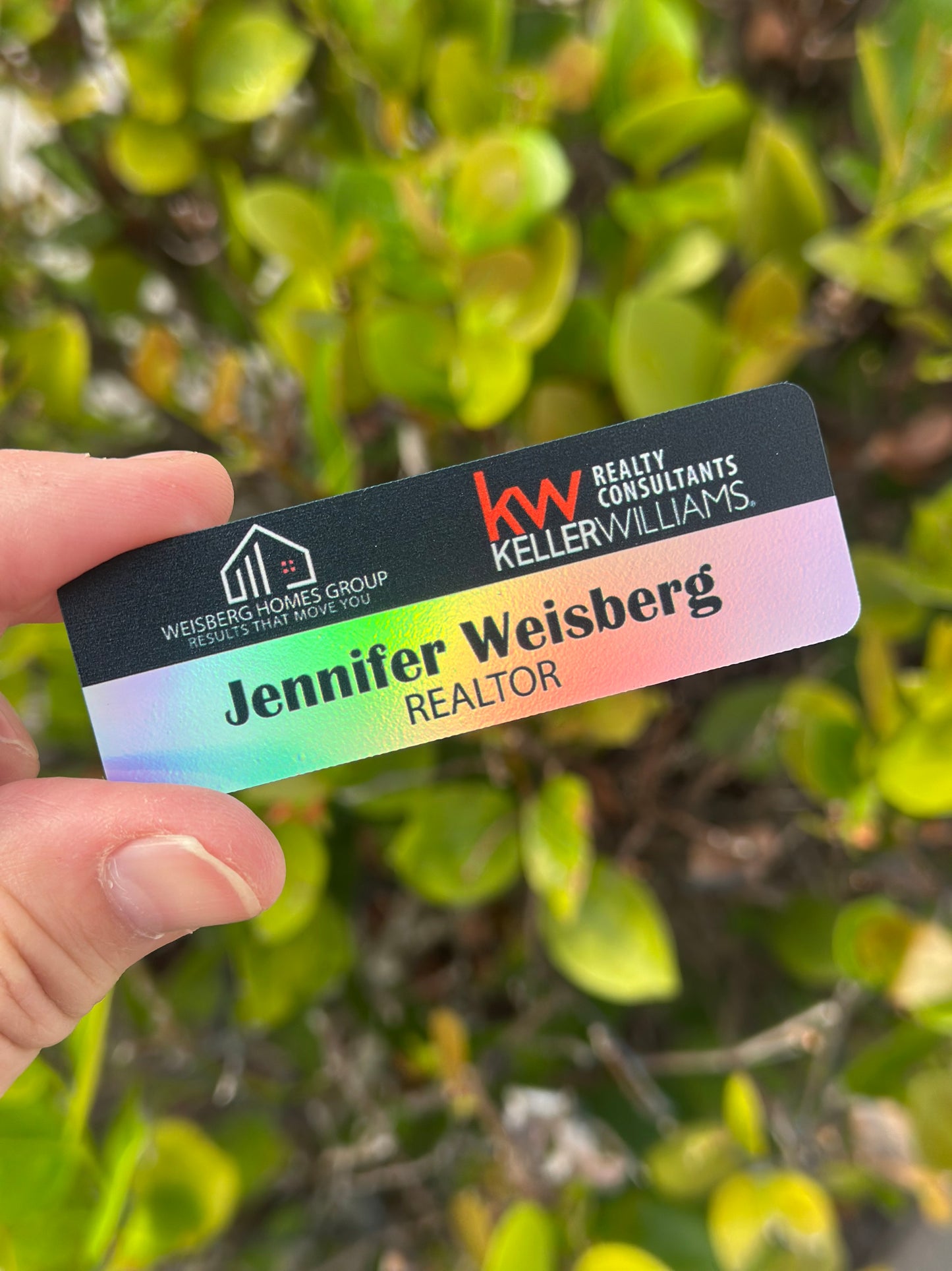 Holographic or White PVC Name Tags