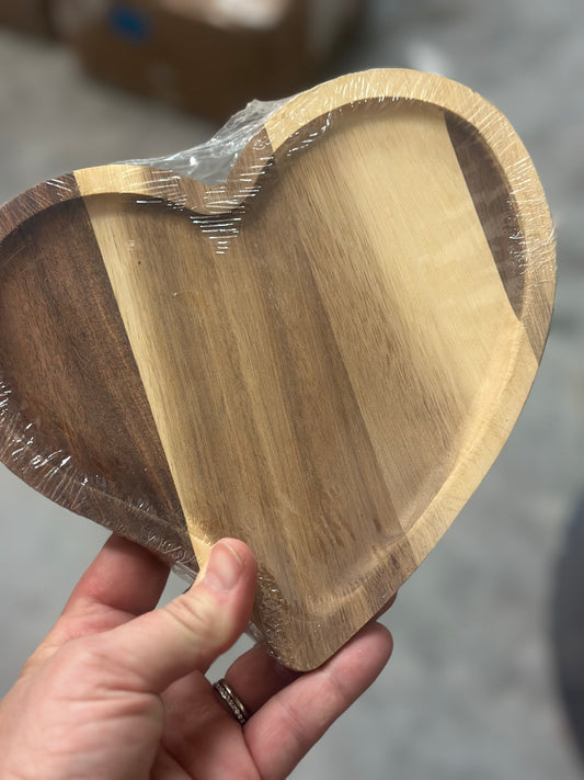 Irregular Heart Acacia Wood Trays