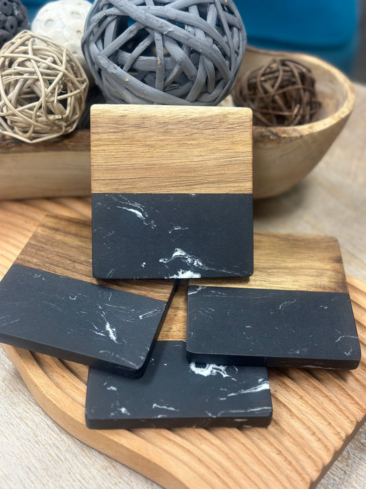 Acacia + Marble, Speckled Slate, or Stone Coaster Set