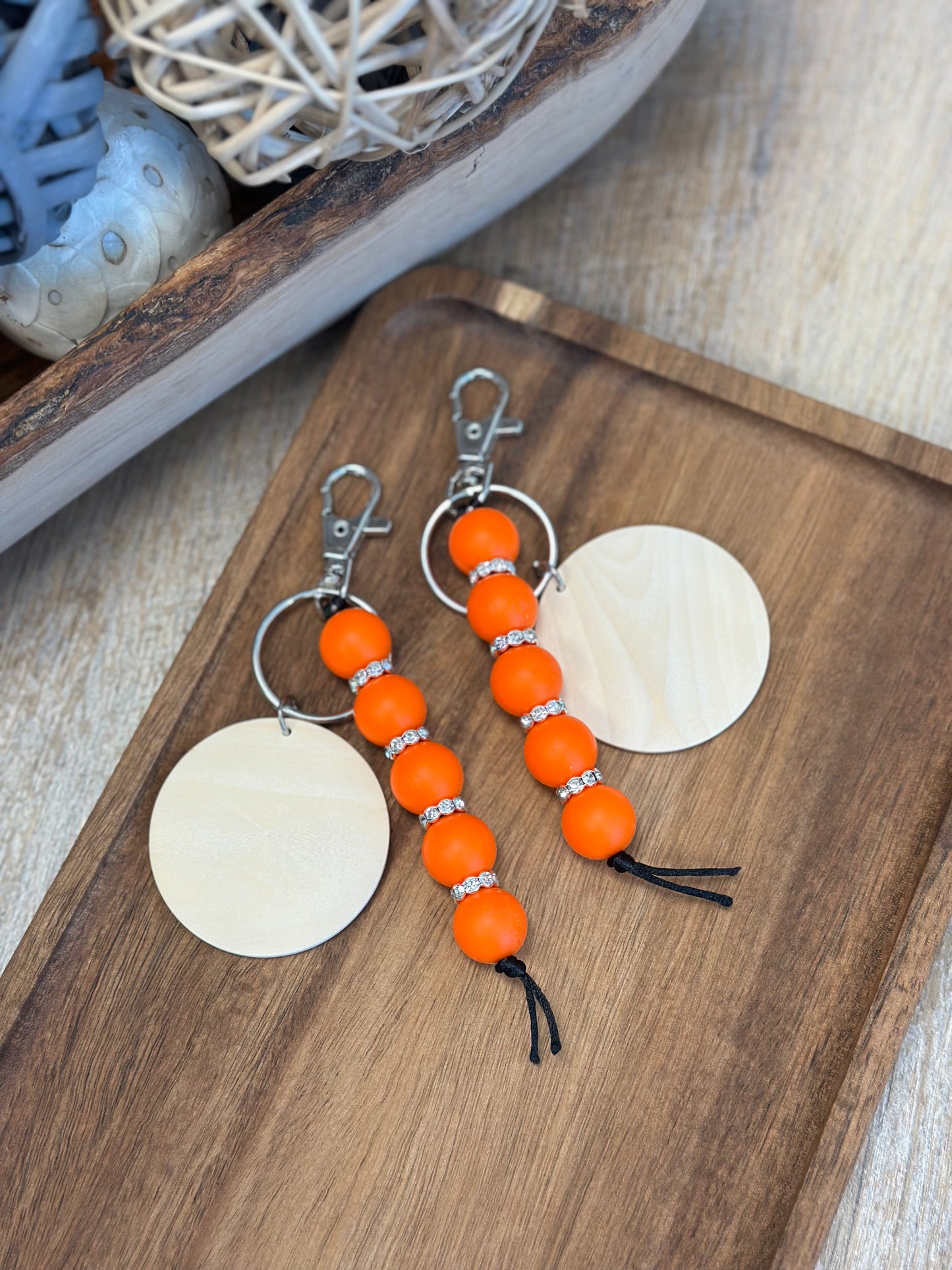 Silicone + Rhinestone Keychain (orange only)