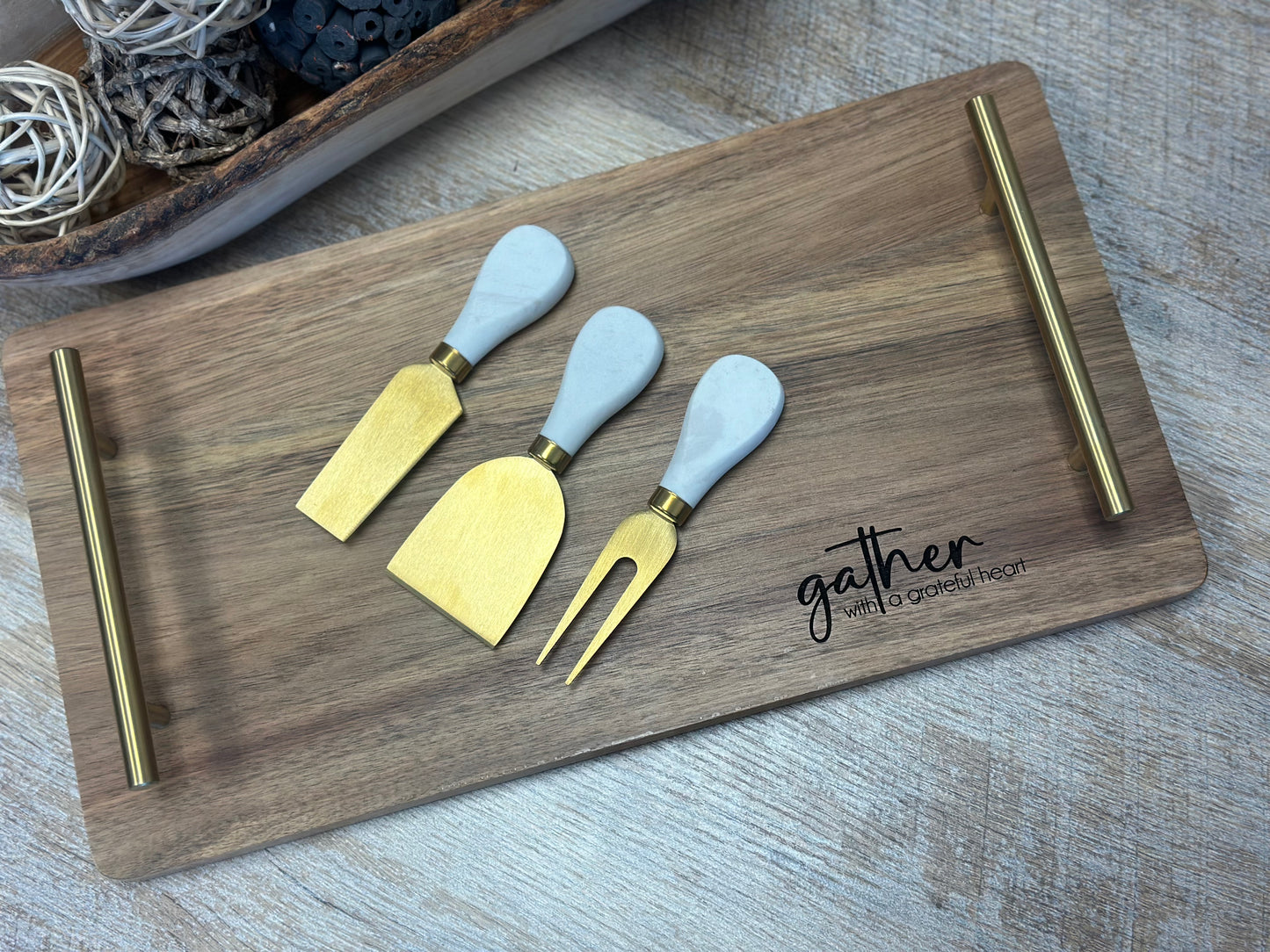 Marble and Gold Cheese Board Utensils LIMITED SUPPLY