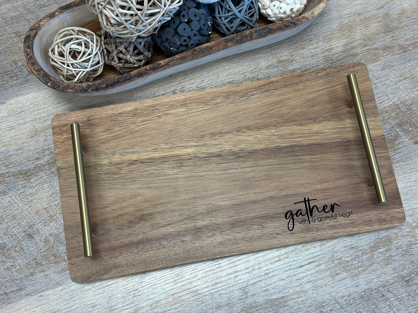 Acacia Board with Gold Handles