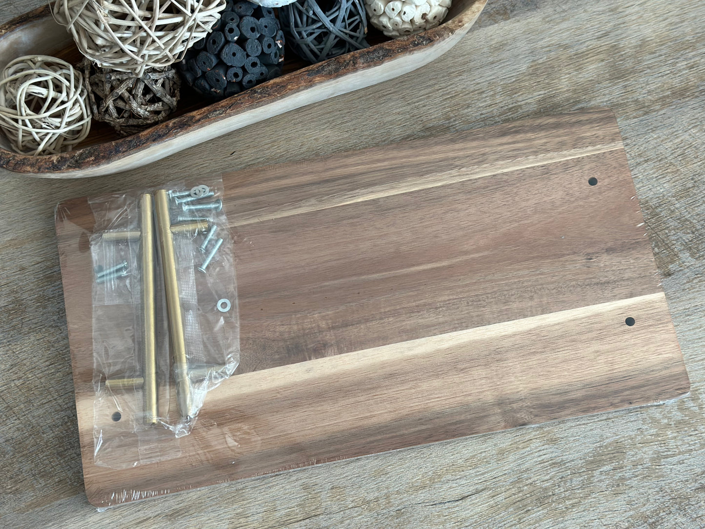 Acacia Board with Gold Handles