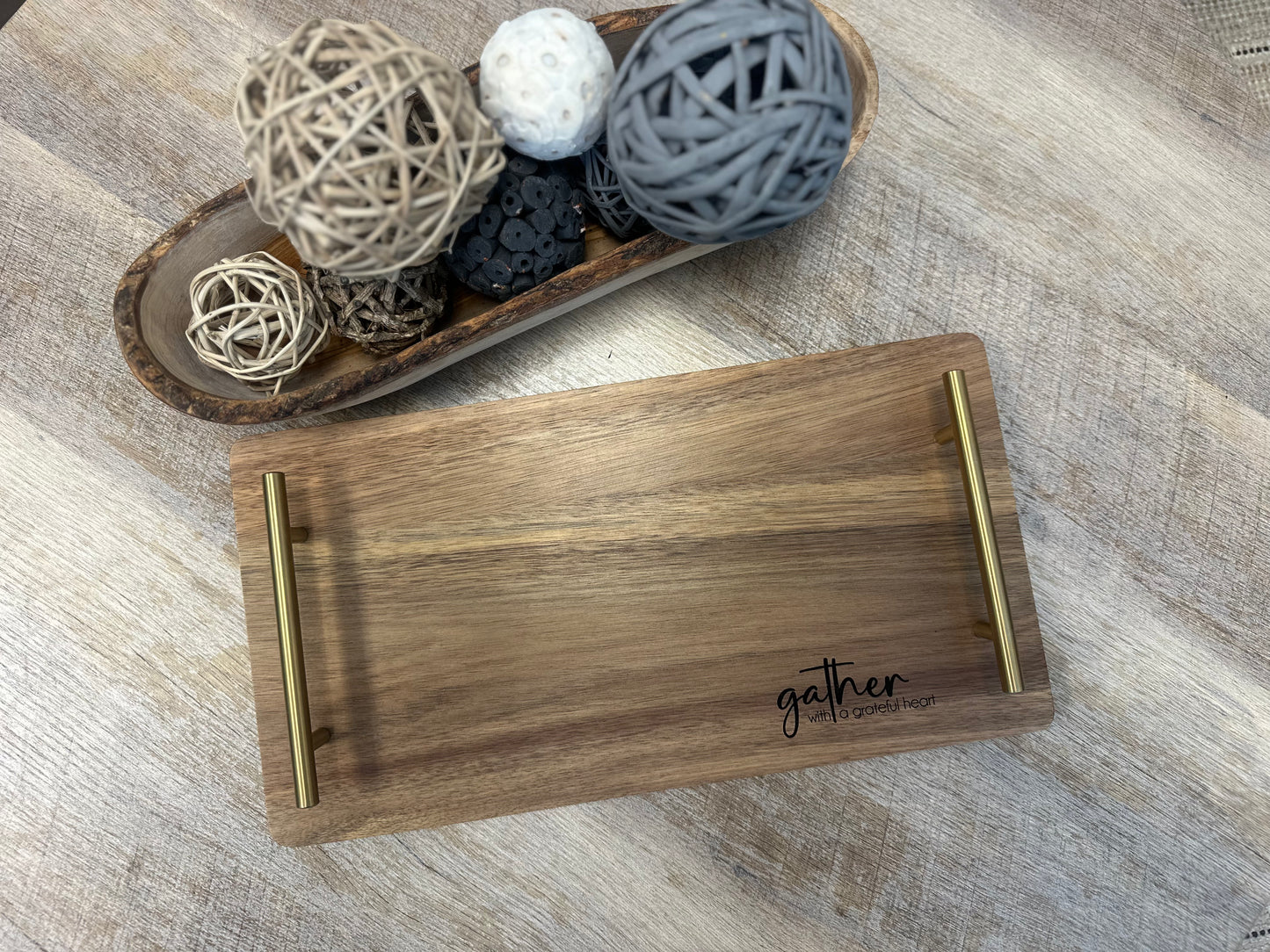 Acacia Board with Gold Handles