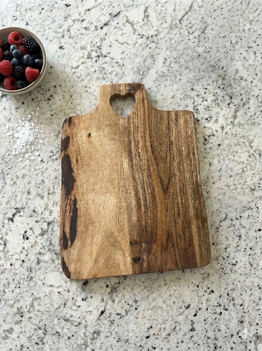 Live Edge Acacia Heart Cutout Boards – Blank Wooden Cutting Boards for Engraving & Customization