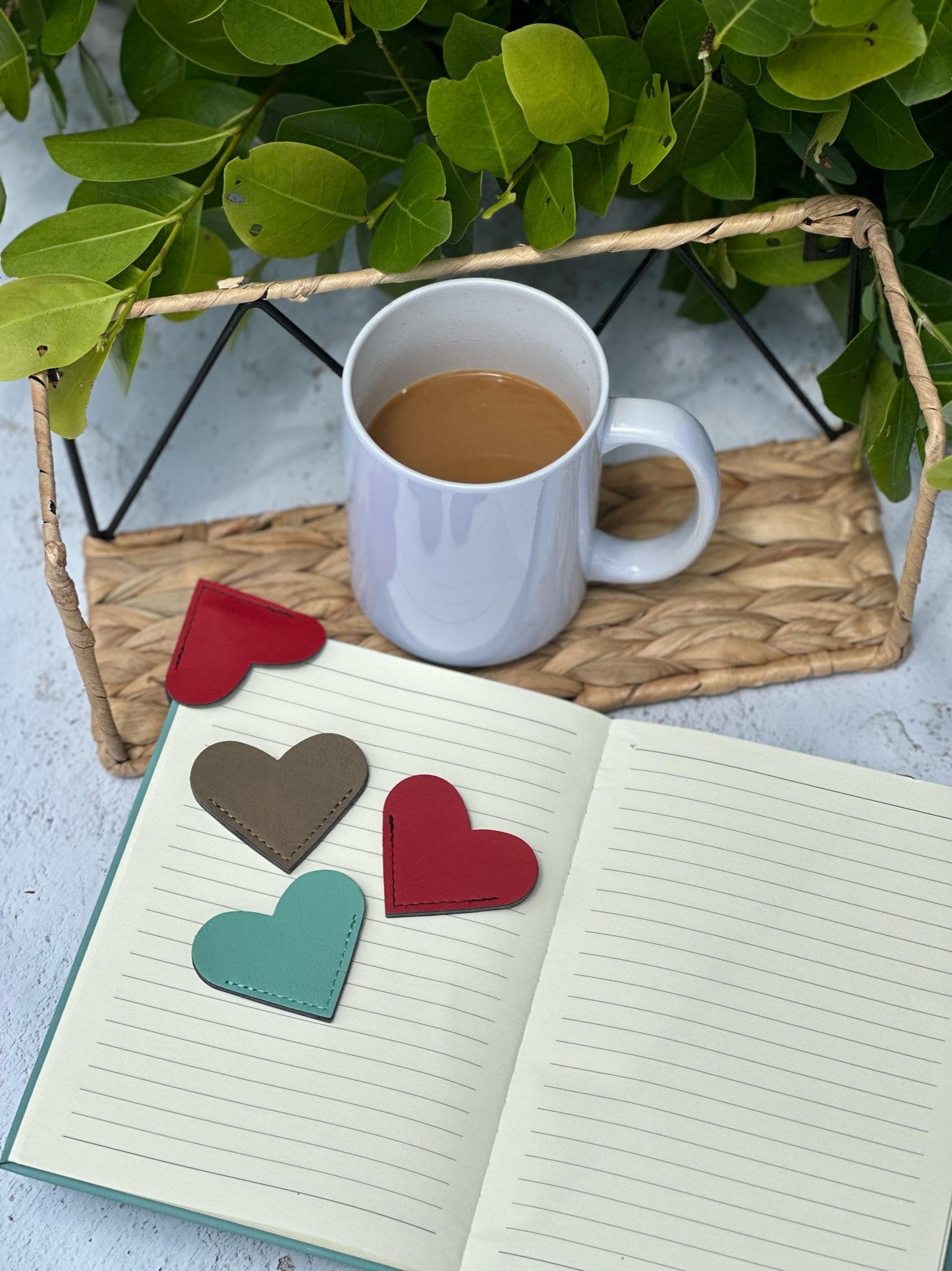 Leatherette Heart Bookmarks