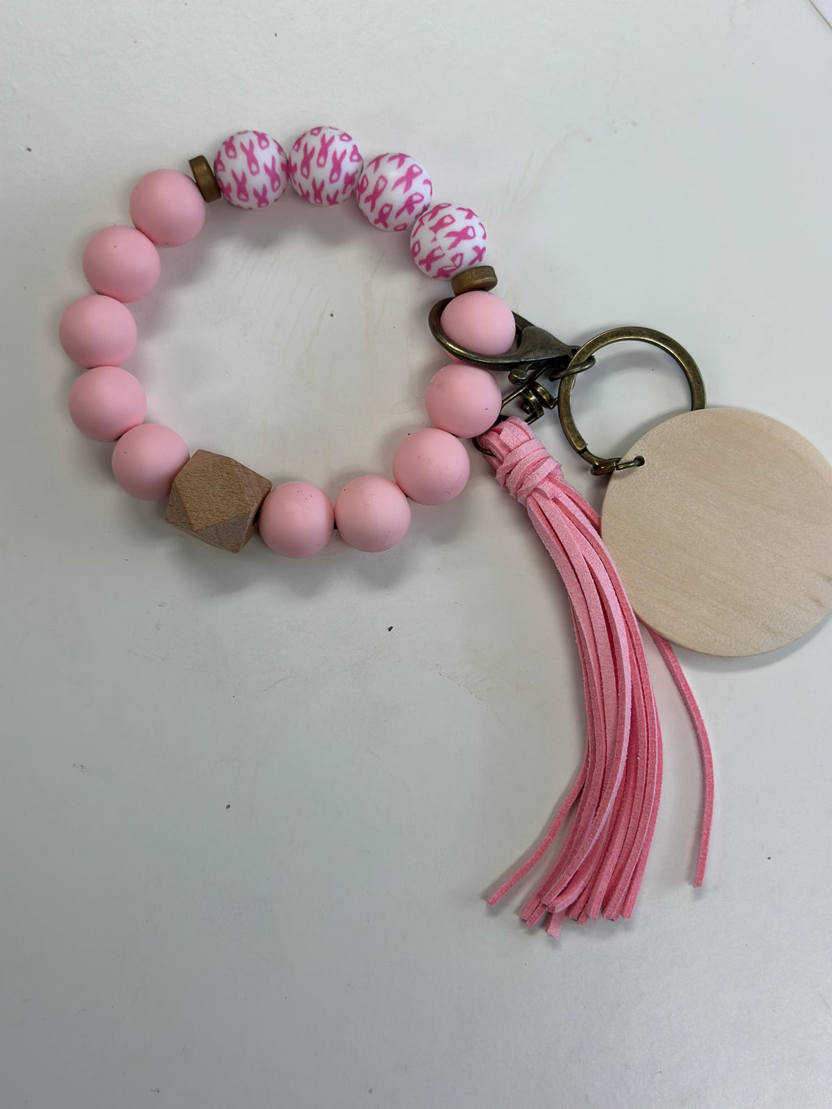 Breast Cancer Silicone Bead Wristlet