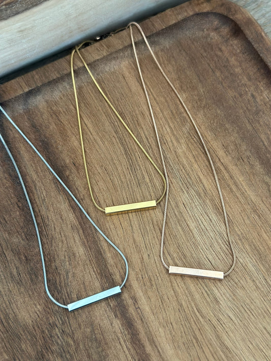 Stainless Steel Sliding Bar Necklace