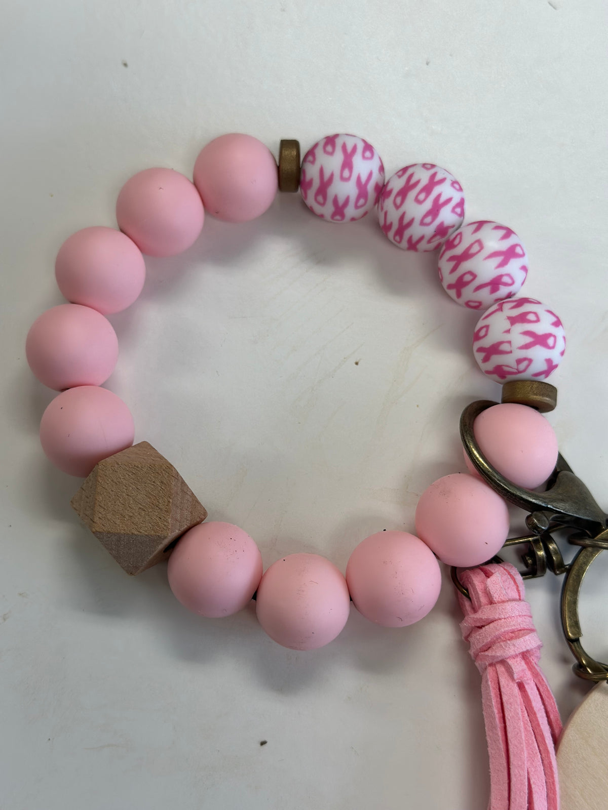 Breast Cancer Silicone Bead Wristlet