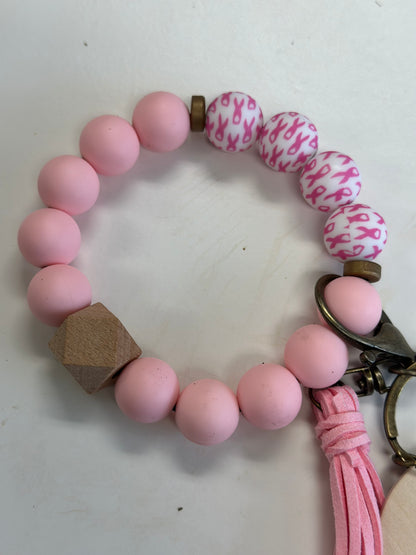 Breast Cancer Silicone Bead Wristlet