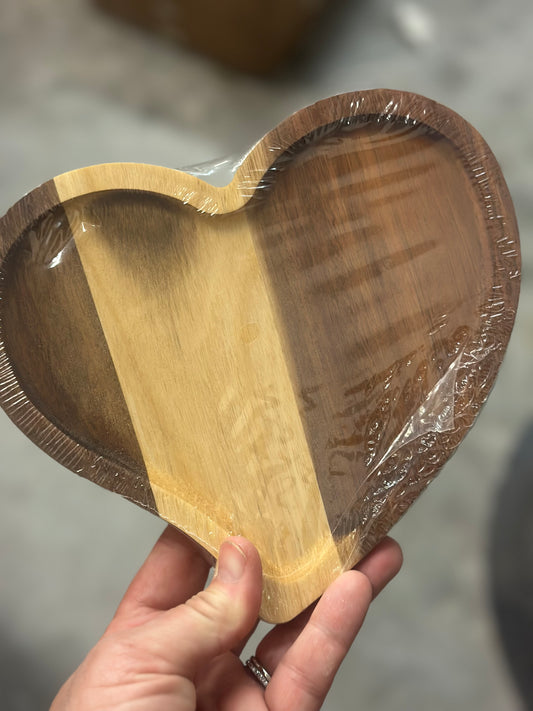 Irregular Heart Acacia Wood Trays