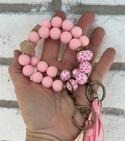 Breast Cancer Silicone Bead Wristlet