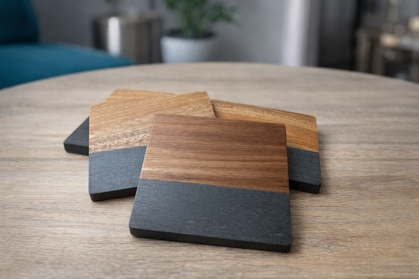 Acacia + Marble, Speckled Slate, or Stone Coaster Set
