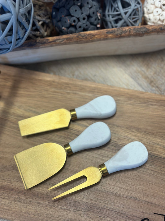 Marble and Gold Cheese Board Utensils LIMITED SUPPLY