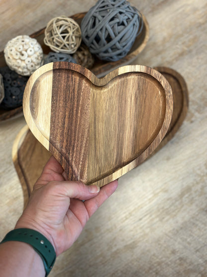 Heart Shaped Acacia Wood Trays