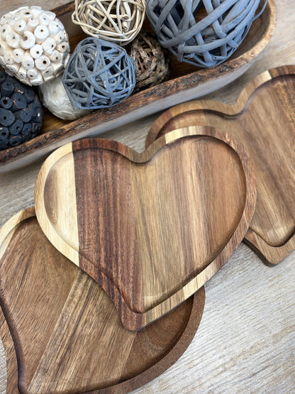 Heart Shaped Acacia Wood Trays