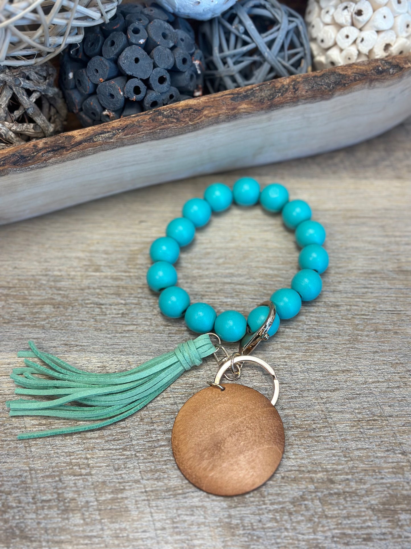 Irregular Wood Bead Wristlet