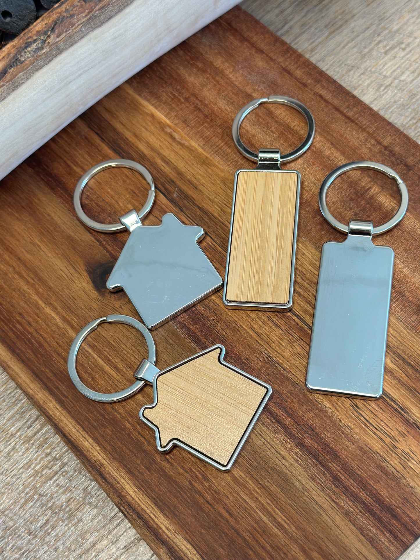 Stainless Steel and Wood Keychain