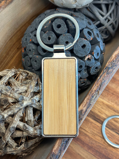 Stainless Steel and Wood Keychain