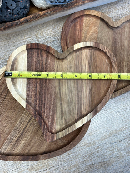 Heart Shaped Acacia Wood Trays