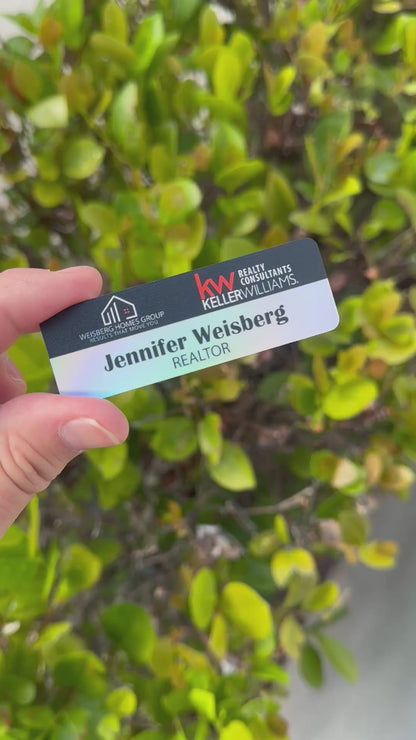 Holographic or White PVC Name Tags