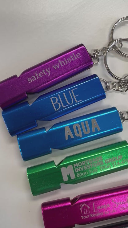 PACK OF 5 Safety Whistles | Engravable Anodized Aluminum I Bulk Blank Safety Whistles
